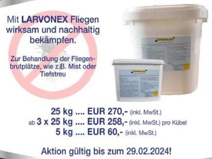 Larvonex - Fliegenbekämpfung im Madenstadium - 25kg Kübel