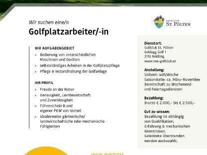 Golfplatzarbeiter/in für den GC St. Pölten