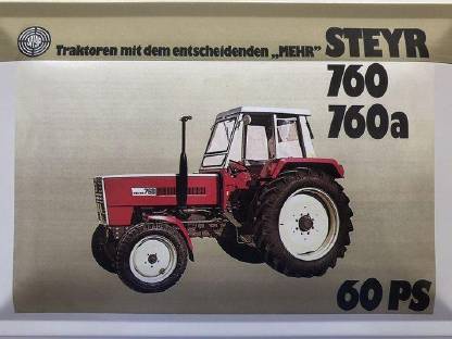 Blechschild 40 x 30 cm Steyr Traktor Typ 760, 760a 60 PS