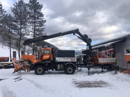 Unimog U400 mit HMF 1720 K5 Schnellwechselsystem inkl. 3S-Kipp