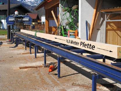 Bild 2:Mobiler Lohnschnitt, mobiles Sägewerk, Bauholz, Hartholz