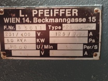 Bild 2:Verkaufe einen Synchrongenerator L. Pfeiffer