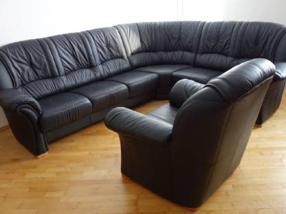 Ledercouch - Echtleder - Couch Sofa in L-Form inkl. Sessel