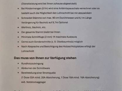 Bild 2:Lohnschnitt mit mobiler Bandsäge