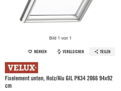 VELUX Dachfenster Holz/Alu 94x92 cm