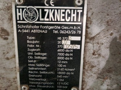 Holzknecht HS 370 Getriebeseilwinde - wenig benützt!!