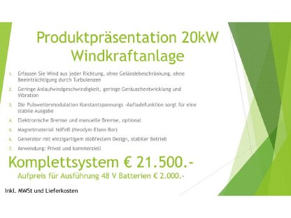 Bild 6:Windkraft Komplettsystem 10 oder 20 kW, 400 V