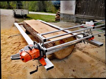 Bild 3:Lohnschnitt - Mobiles Großstammsägewerk