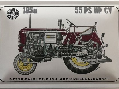 Blechschild 40 x 30 cm Steyr Traktor Typ 185a 55Ps HP CV