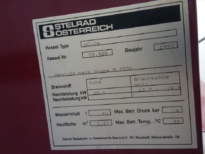 Bild 2:Stückholzkessel 17 kW Stellrad NC 2, Gaswarmwasserspeicher 150 l zu verkaufen Vaillant