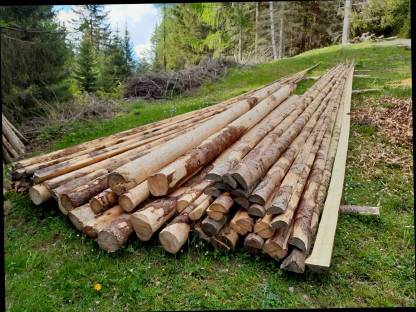 Bild 3:Rundholz Stangen Zaunhecken