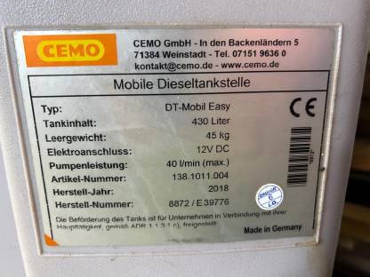 Bild 2:Dieseltank 430 l