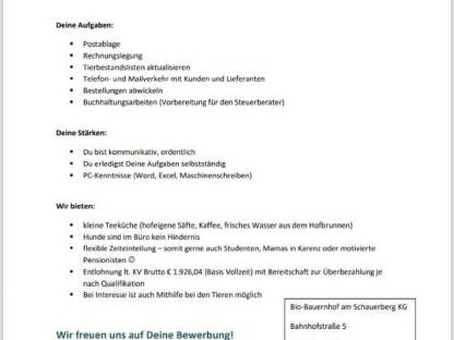 Bürokraft gesucht