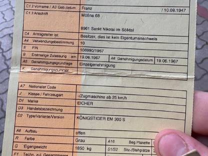 Verkaufe Eicher KÖNIGSTIGER EM 300 S