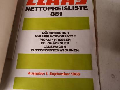 Nostalgie Preisliste Claas
