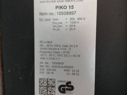 Bild 2:Wechselrichter Kostal PIKO 15
