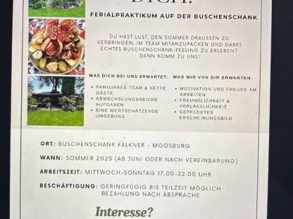 Aushilfe für Buschenschank im Wörtherseeraum