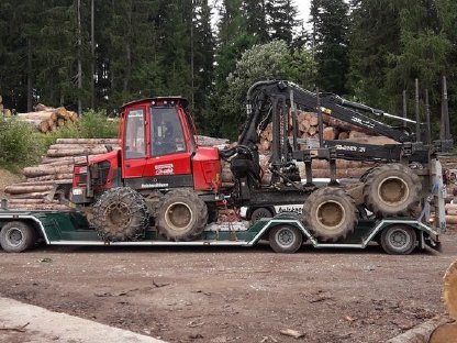 Forstmaschinentransporter Ebert 4 Achs Tieflader