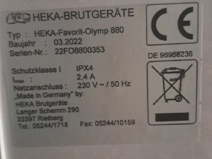 Bild 2:Brutautomat Heka Favorit Olymp 880