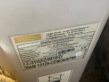Bild 2:Dieseltank Cemo 600 l