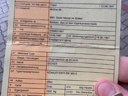 Verkaufe Eicher KÖNIGSTIGER EM 300 S