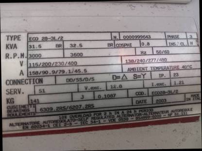 Bild 5:Notstromaggregat Zordan 31,5 kVA