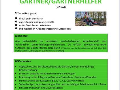 Suche Facharbeiter/Helfer für Forst und Garten