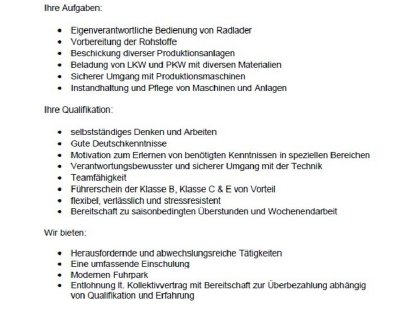 Suche Maschinenführer/In