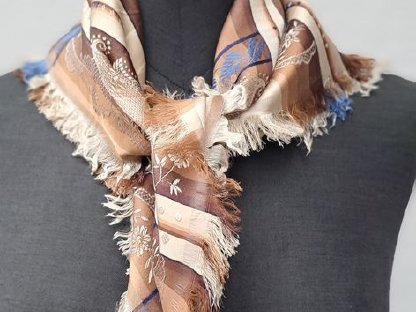 Seiden Trachtentuch braun/blau/beige - beidseitig tragbar