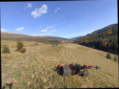 Bild 5:Mähen und Mulchen von Steilflächen mit Motormäher