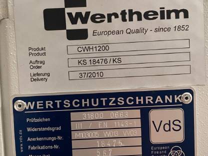 Bild 2:Tresor, Safe Wertheim