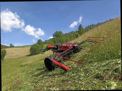 Bild 6:Mähen und Mulchen von Steilflächen mit Motormäher