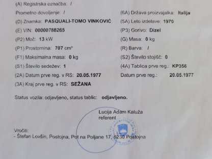 Bild 5:Pasquali 985 Schmalspurtraktor