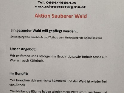 Bild 2:Durchforstungen von Totholz Bruchholz Käferholz usw