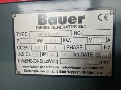 Notstromagreggat Stromgenerator Stromerzeuger Bauer 150 KVA