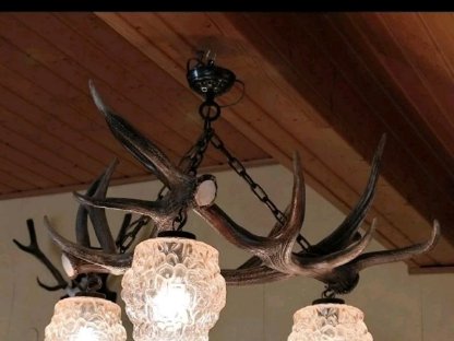 Bild 4:Deckenleuchte aus Hirsch-Abwurfstangen