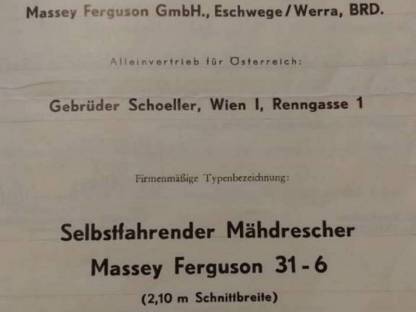 Bild 5:Massey Ferguson 31-6 Mähdrescher