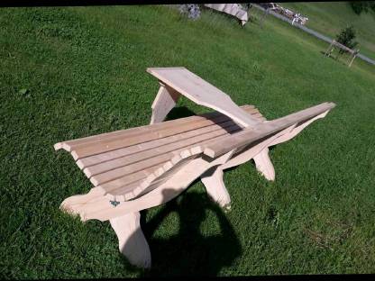 Bild 3:Hausbank, Gartenbank aus Tanne/Fichte mit Tisch