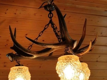 Deckenleuchte aus Hirsch-Abwurfstangen