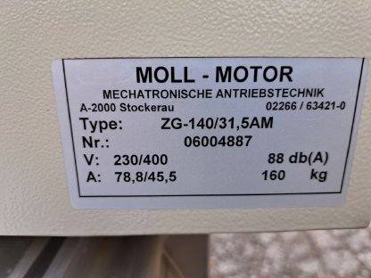 Bild 2:Zapfwellengenerator Moll-Motor ZG-140/31,5AM