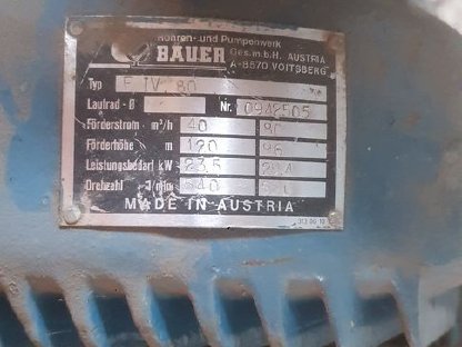 Bauer Beregnungspumpe