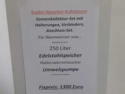 Bild 2:Sonnenkollektoren Set mit Edelstahl-Boiler 250 l und Pumpe