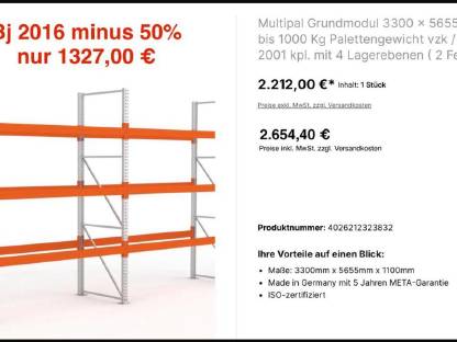 Bild 3:50% vom NP Schwerlastregal Hochregal Palettenregal