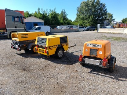 Kompressoranhänger Atlas Copco Kaeser und Porsche