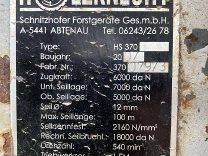 Bild 3:Holzknecht HS 370 Seilwinde