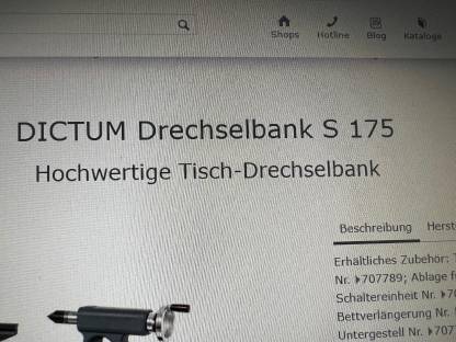 Bild 3:Drechselbank mit Untergestell neu, Dictum S 175