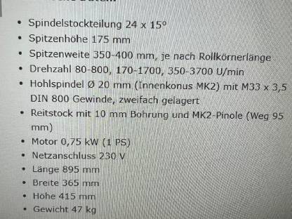 Bild 4:Drechselbank mit Untergestell neu, Dictum S 175