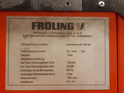 Bild 2:Ersatzteile oder gesamte Hackgutheizung Fröhling Lamdamatic 60 SZ