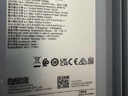 Bild 4:Huawei Wechselrichter Sun 2000 20KTL