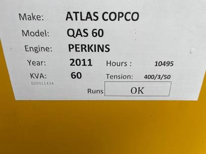 Bild 4:Stromaggregat 60 KVA Atlas Copco QAS 60